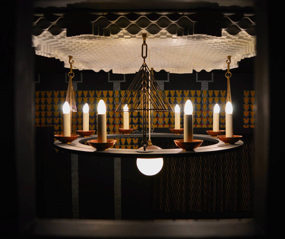 DuilleDesign's tweet image. Chandelier and wall stencil. Des: Charles Rennie Mackintosh. 1916.
Reproduced: 2005.