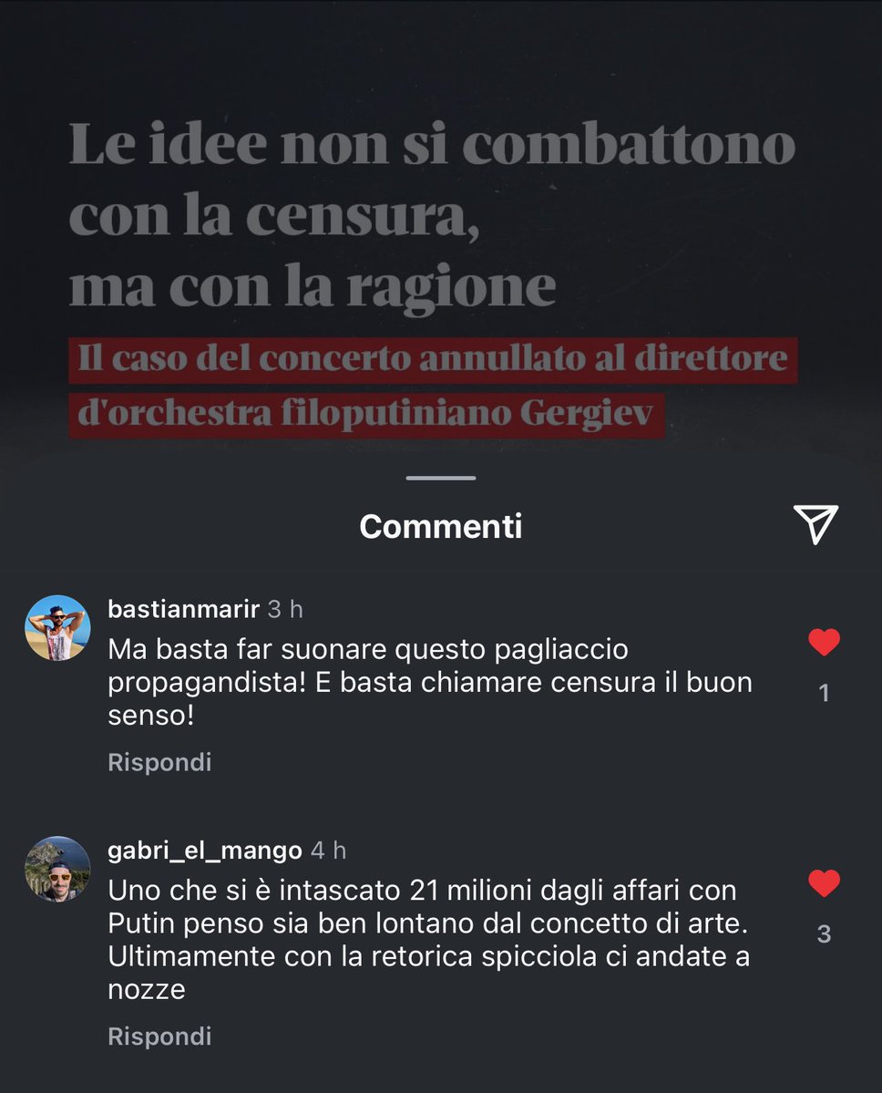 MatteoPugliese's tweet image. Per fortuna i lettori e follower di @DomaniGiornale hanno più buonsenso e logica di Mariano Croce, Prof di Filosofia politica autore di questo editoriale secondo cui #Gergiev doveva esibirsi senza “censura”: un esercizio di retorica contorta e posa intellettuale fine a sé stessa.