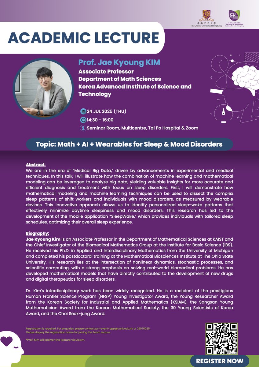 umichkim's tweet image. Today I am going to give a talk about our sleep research at the Chinese University of Hong Kong Medical School (3:30-4:30pm KST)! You can join via zoom!