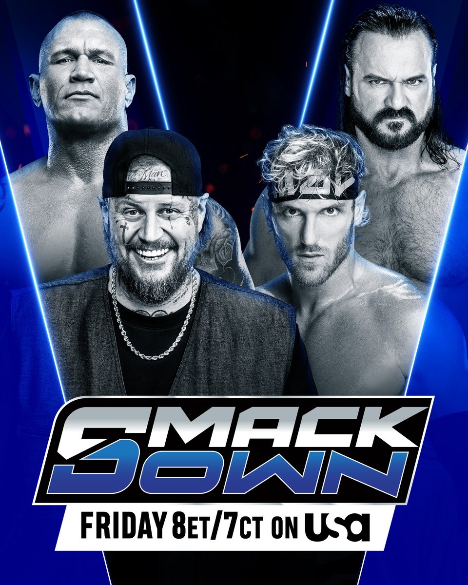 THIS FRIDAY on #SmackDown 

#SummerSlam dream teams <a href="/RandyOrton/">Randy Orton</a> &amp; <a href="/JellyRoll615/">Jelly Roll</a> + <a href="/DMcIntyreWWE/">Drew</a> &amp; <a href="/LoganPaul/">Logan Paul</a> will all be in the house live from CLEVELAND!

📍 <a href="/RocketArena/">Rocket Arena</a> 
🎟️ rocketarena.com/events/detail/…