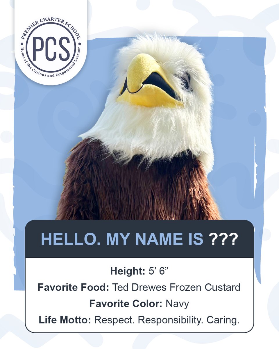 ThatsPCS's tweet photo. Our mascot has a new look, soon it will be time for a new name. 🦅 This fall, PCS students will have a chance to name our mascot! Here's a few fun facts to help inspire you. https://t.co/LTEvjS9MEr