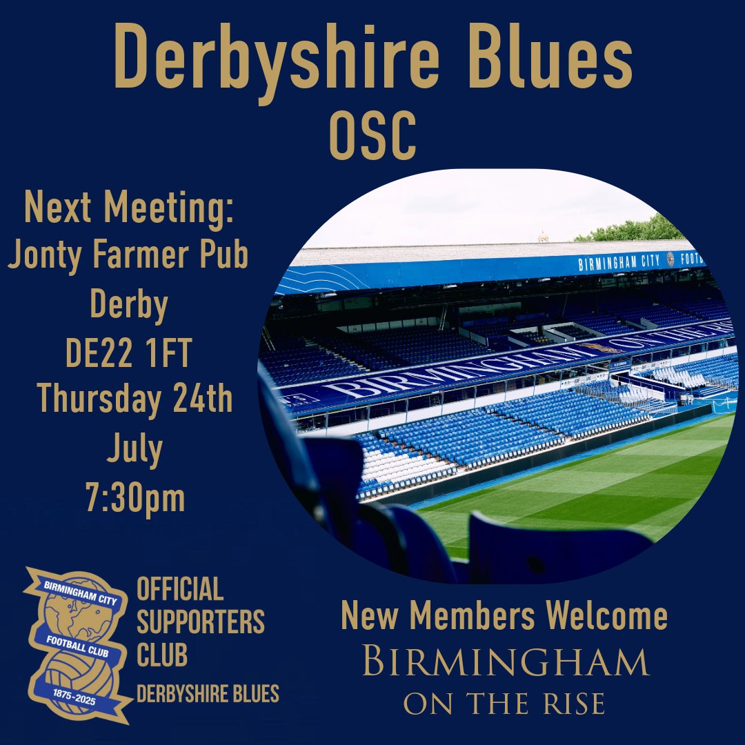 Derbyshire Blues (@derbyshireblues) on Twitter photo Bit late we know....
But if you are free tomorrow and fancy a pint in Derby - come and join us!
#bcfc #BirminghamCityFC
<a href="/BCFC/">Birmingham City FC</a> <a href="/OSCBCFC/">Birmingham City FC OSC</a> Bit late we know....
But if you are free tomorrow and fancy a pint in Derby - come and join us!
#bcfc #BirminghamCityFC
<a href="/BCFC/">Birmingham City FC</a> <a href="/OSCBCFC/">Birmingham City FC OSC</a>