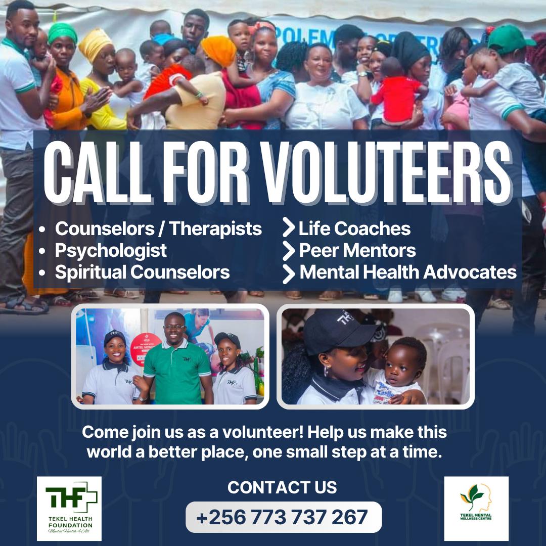 Counselling Television (@ccounsellingtv) on Twitter photo CALL FOR VOLUNTEERS
• Counselors / Therapists
• Psychologist
• Spiritual Counselors
➤ Life Coaches
➤ Peer Mentors
➤ Mental Health Advocates
Come join <a href="/TekelHealthFdtn/">Tekel Health Foundation</a> as a volunteer today! Help make this world a better place, one small step at a time.
<a href="/giftnakayinga/">Gift Nakayinga</a> CALL FOR VOLUNTEERS
• Counselors / Therapists
• Psychologist
• Spiritual Counselors
➤ Life Coaches
➤ Peer Mentors
➤ Mental Health Advocates
Come join <a href="/TekelHealthFdtn/">Tekel Health Foundation</a> as a volunteer today! Help make this world a better place, one small step at a time.
<a href="/giftnakayinga/">Gift Nakayinga</a>
