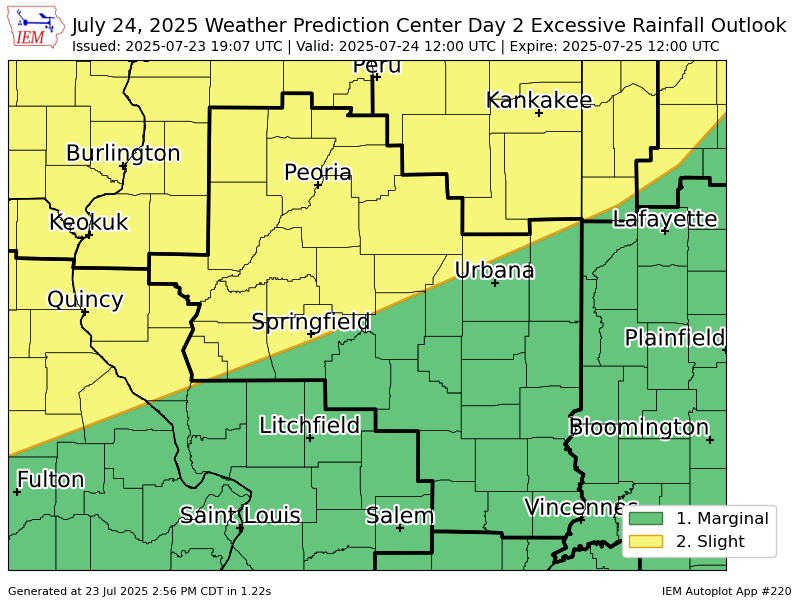 iembot_ilx's tweet image. WPC issues Day 2 Slight Risk Excessive Rainfall Outlook at Jul 23, 19:07z for ILX wpc.ncep.noaa.gov/qpf/excessive_…