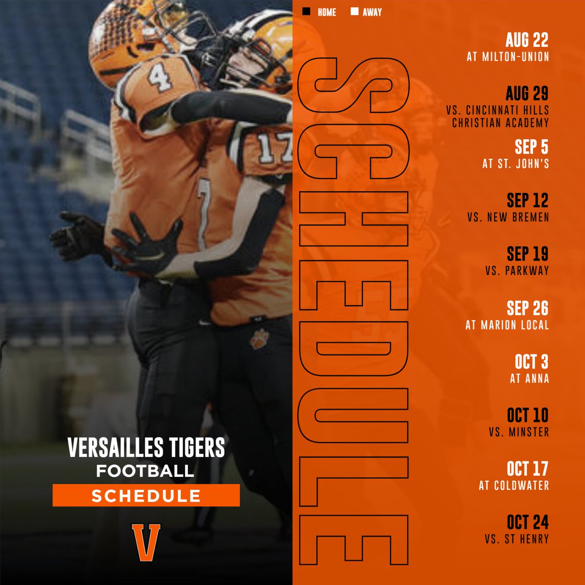 MACScores's tweet image. 🏈 Day 5 of our MAC Countdown to Kickoff!
After a 5–6 finish last season, the Versailles Tigers are hungry to return to form in 2025 🐅🔥
📅 Aug 22: at Milton-Union
#MACFootball #VersaillesTigers #CountdownToKickoff