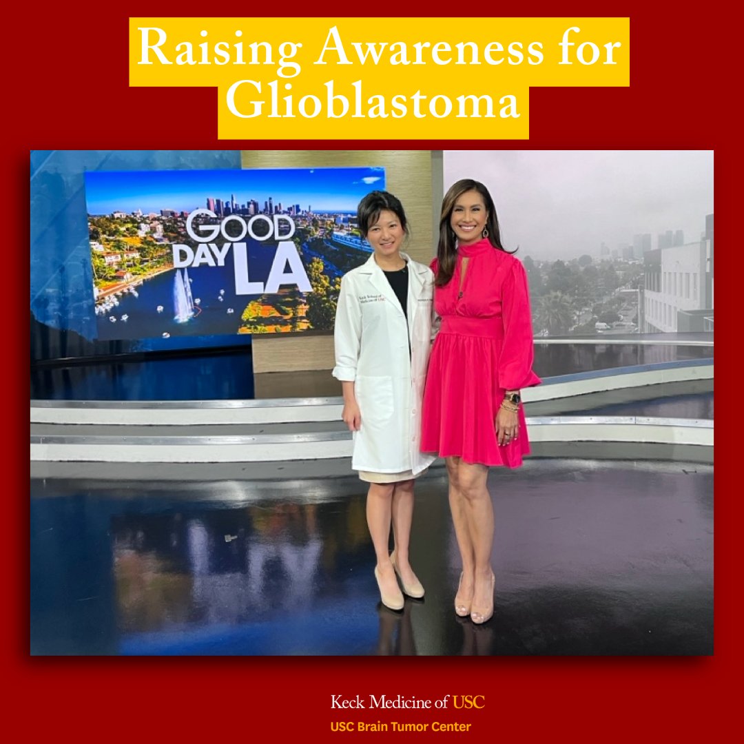 USCBTC's tweet image. Dr. Frances Chow on Good Day LA: Raising Awareness for Glioblastoma
This week, Dr. Frances Chow joined Good Day LA to spotlight an urgent cause: glioblastoma awareness.
Glioblastoma is one of the most aggressive and challenging brain cancers—demanding bold research, new…