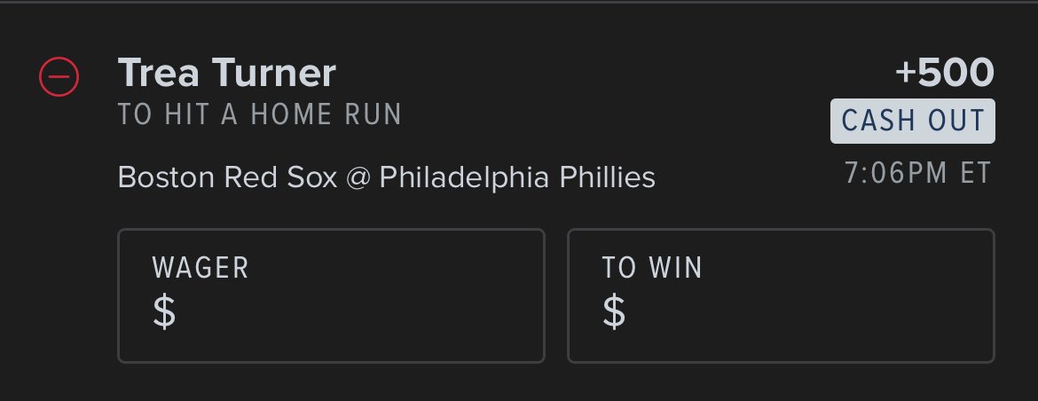 DevinsBookie's tweet image. Trea Turner has ZERO HRs @ Home this season. Got a feeling that changes tonight. Hanging Slider 374’ to LF.