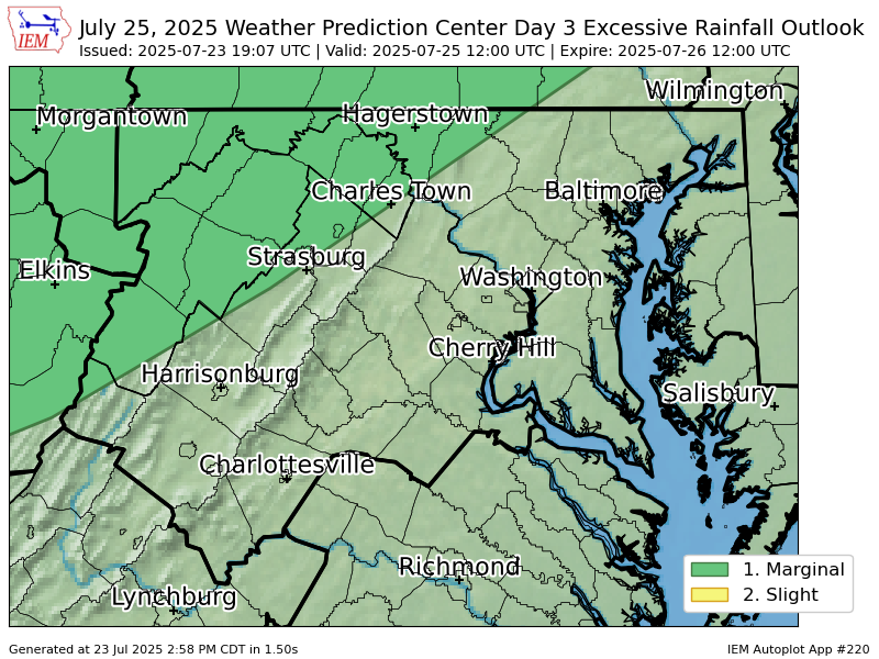 iembot_lwx's tweet image. WPC issues Day 3 Marginal Risk Excessive Rainfall Outlook at Jul 23, 19:07z for LWX wpc.ncep.noaa.gov/qpf/excessive_…