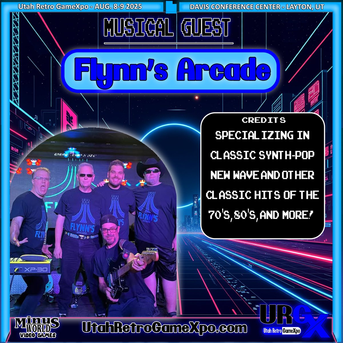 UtahRetroGameX's tweet image. We would like to welcome Musical Guests Flynn's Arcade and Critical Hit Collective to the Utah Retro GameXpo. Musical Guest Schedule: utahretrogamexpo.com/stage-music Avoid the lines and get your tickets now before prices go up at the door. utahretrogamexpo.com/event-passes