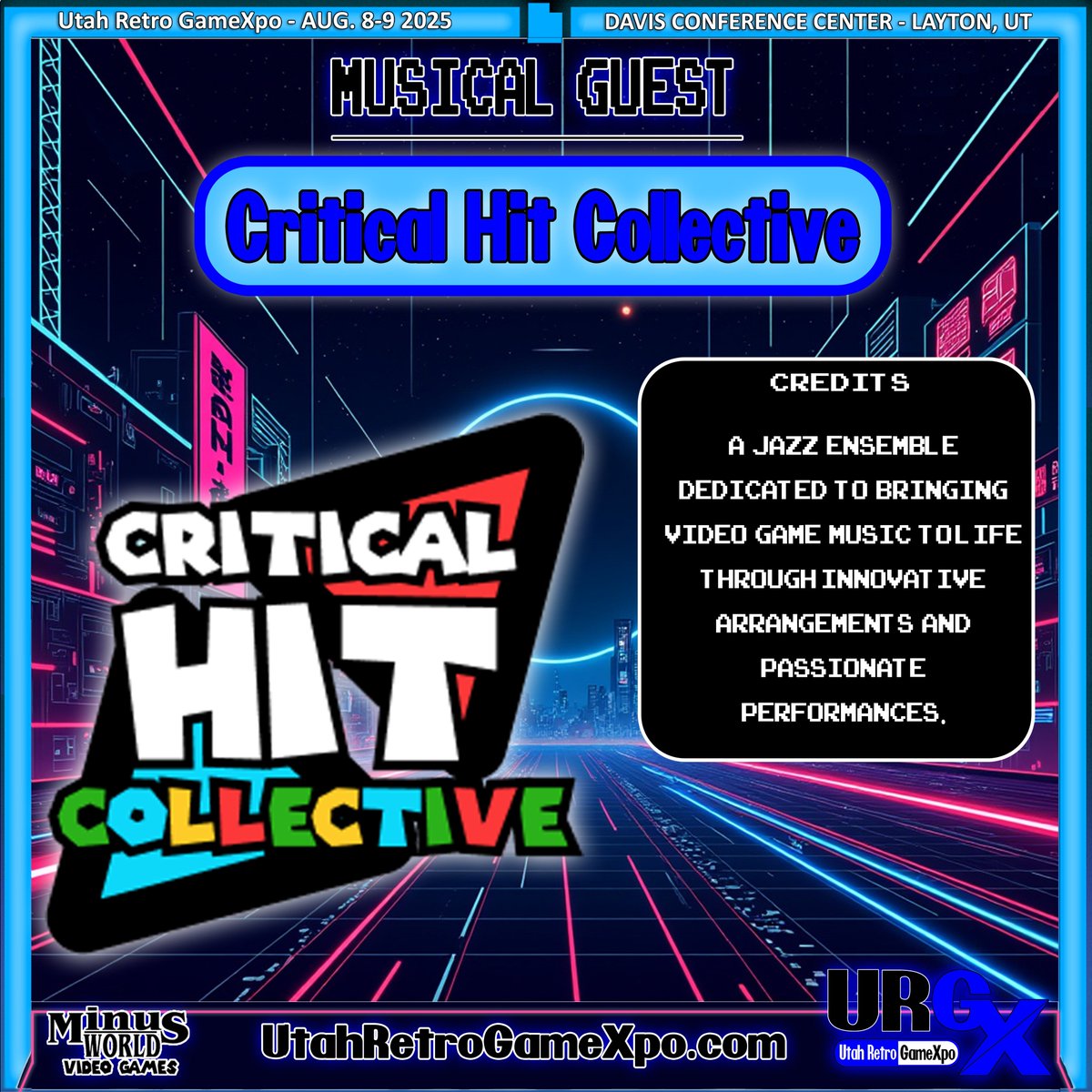 UtahRetroGameX's tweet image. We would like to welcome Musical Guests Flynn's Arcade and Critical Hit Collective to the Utah Retro GameXpo. Musical Guest Schedule: utahretrogamexpo.com/stage-music Avoid the lines and get your tickets now before prices go up at the door. utahretrogamexpo.com/event-passes