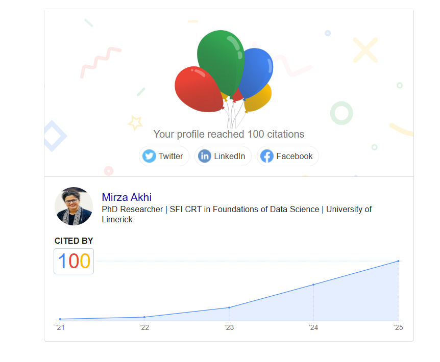 info_akhi's tweet photo. 🎉 Just hit 100 citations on Google Scholar — Century!

#GoogleScholar #Research #PhDlife #AI #HealthcareIoT https://t.co/feMupFZ9u5