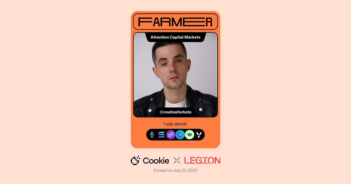 routineforbots's tweet image. I talk about what's hot, and sometimes, I'm early.
Farming alpha is a skill too.
Attention Capital Markets see the game.
cookie.fun/acm/sc/routine…
@cookiedotfun