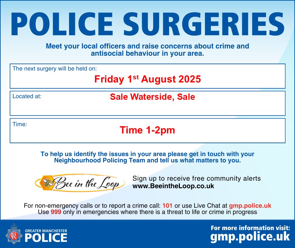 GMPTrafford's tweet image. Come and meet your local PCSO for a chat or any local concerns you have.