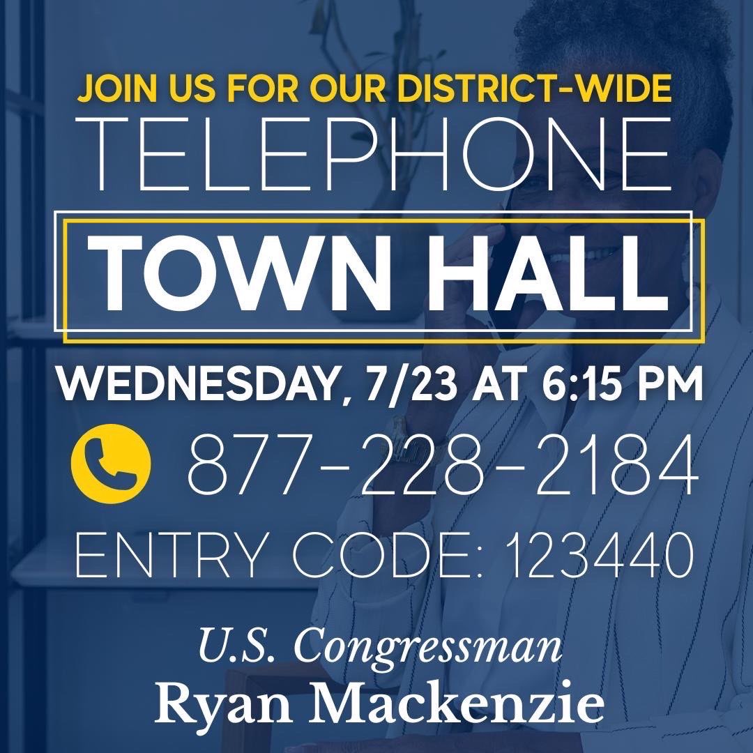 RepMackenzie's tweet image. Excited to host my second district-wide telephone town hall tonight. Over the past six months, I’ve met with individuals, local groups, and organizations across the Greater Lehigh Valley to hear directly from the people I represent.
Now that the House has passed a commonsense…