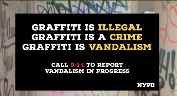 NYPD62Pct's tweet image. The New York Police Department accepts tips about graffiti and vandalism. You may get a cash reward of up to $500. You can remain anonymous. Call 311 or 212-NEW-YORK (212-639-9675) for assistance.
