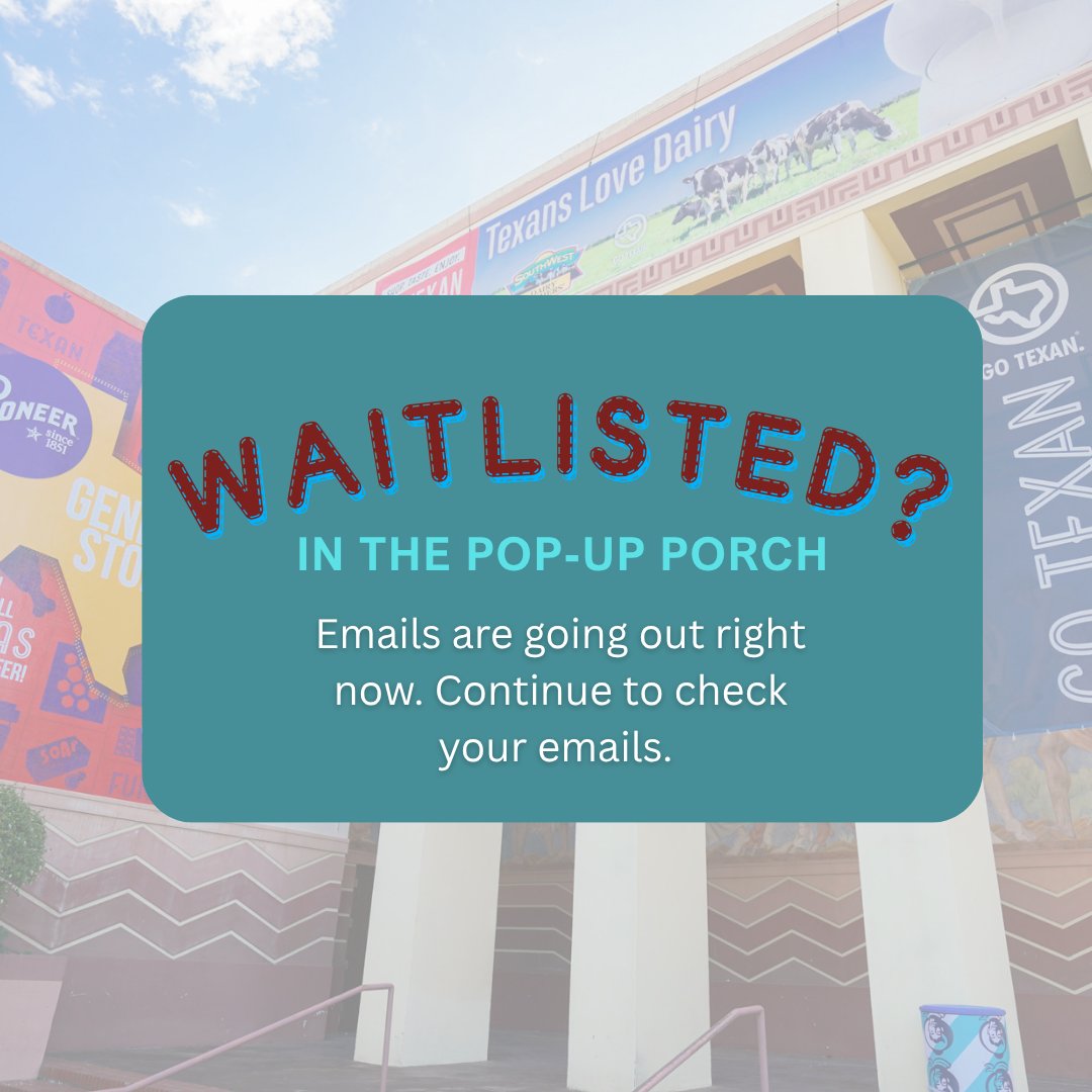 TXGulfSeafood's tweet image. If you were placed on the waitlist for a spot in the GO TEXAN Pavilion at the State Fair of Texas-- Commissioner Sid Miller says to hang tight! 🎡
Spots may still open up, so be sure to keep an eye on your email!
#GOTEXAN #StateFairofTexas #GOTEXANPavilion