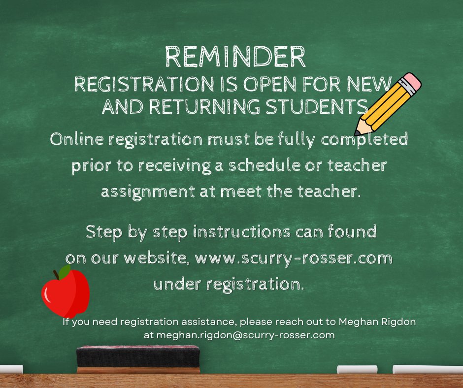 School starts  August 12th.  Have you completed your student's registration for the 2025-2026 school year?