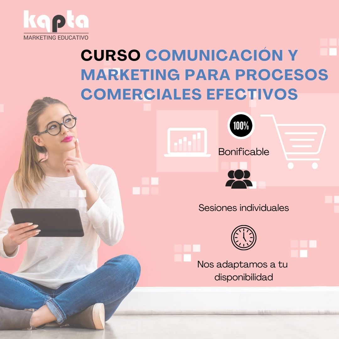 Formación 100% bonificada para centros educativos.
"COMUNICACIÓN Y MARKETING PARA PROCESOS COMERCIALES EFECTIVOS"

kaptaestrategias.com/portfolio-post…

#marketingeducativo #marketingestrategico #kaptaestrategias #formacionbonificada