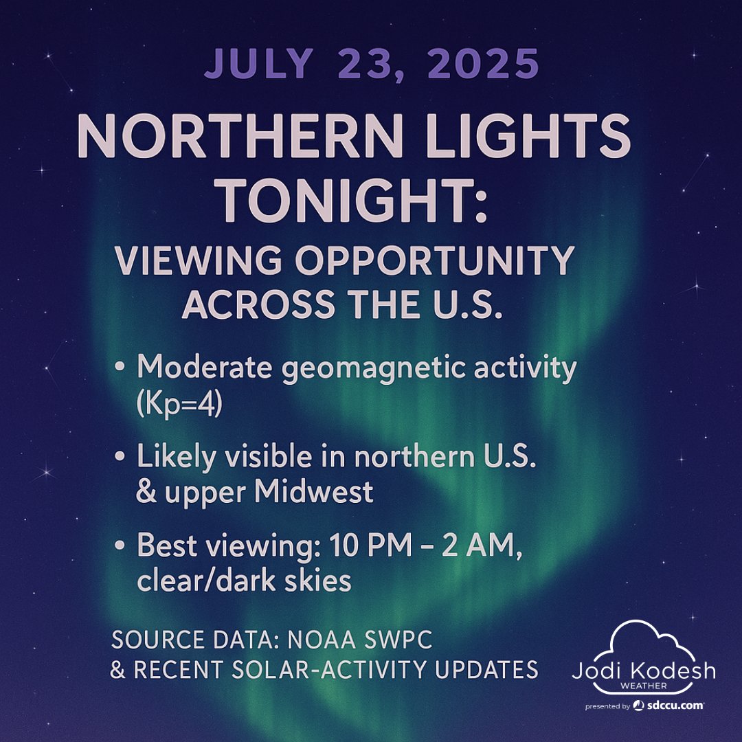 Northern Lights Possible Tonight Over the U.S. 💫
A geomagnetic storm is making it possible to spot the aurora borealis tonight in parts of Montana, North Dakota, Minnesota, Wisconsin, Michigan, and northern New York.
#STEM #outerspace #northernlights #auroraborealis #space