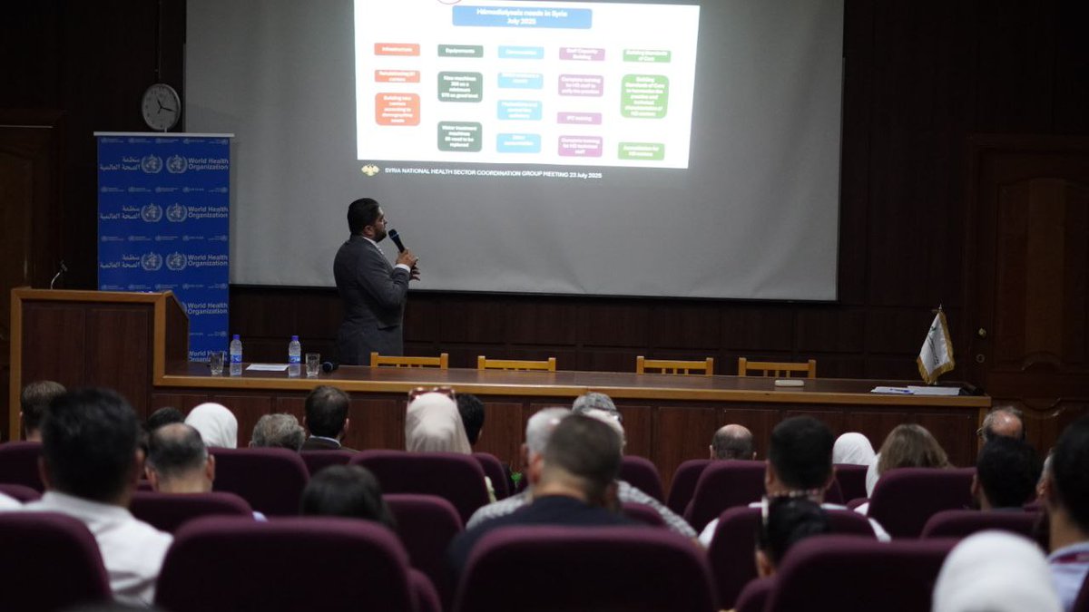 SyrMOfH's tweet image. بهدف تعزيز التنسيق المشترك والارتقاء بواقع الخدمات الصحية المقدمة، عقدت وزارة الصحة اجتماعاً دورياً في مركز الدراسات الاستراتيجية الصحية، بحضور ممثلين عن المنظمات الدولية، ووكالات الأمم المتحدة، والجمعيات الأهلية العاملة في القطاع الصحي.
#الجمهورية_العربية_السورية
#وزارة_الصحة