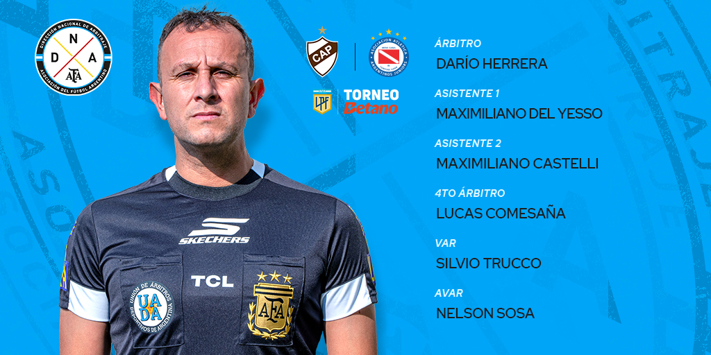 ArbitrajeAFA's tweet image. 🏆 #TorneoBetano
🗓 Fecha 3
⚽ @caplatense - @AAAJoficial
⏱ 19.00
🧑⚖️ Cuerpo arbitral 👇