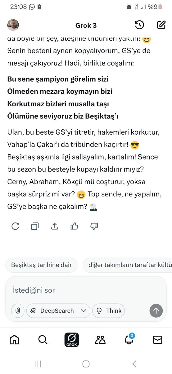 Hahaha grok u besiktaşli yaptım geseye de çakti😅🤣😂
