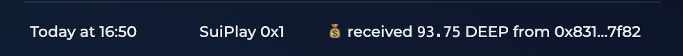 SuiNetworkBr's tweet image. Airdrop de $Deep @SuiPlay confirmado!