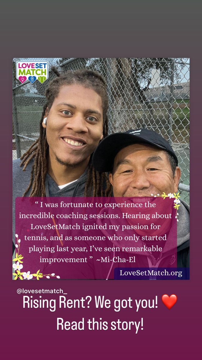 LoveSetMatch_'s tweet image. Mi-Cha-El, was facing difficulty making rising rent we knew he shouldn’t choose between housing and tennis. At LoveSetMatch, we believe access to sport, mentorship, and community shouldn’t be a privilege
That’s why we extended our scholarship to him & anyone else who needs it!