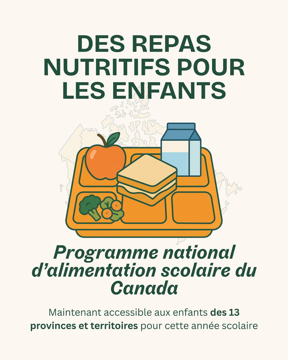 Des repas sains pour les enfants, des économies pour les familles.

Cette année, nous avons terminé la signature d’ententes avec les 13 provinces et territoires.

Grâce au programme national d’alimentation scolaire du Canada, doté d’un budget de 1 milliard de dollars, nous