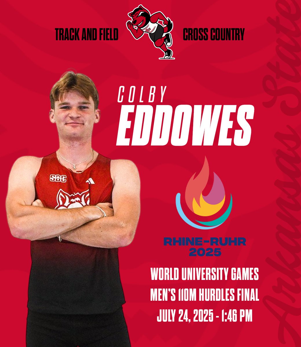 ASTATETRACK's tweet image. Eddowes will compete for π₯ at the 2025 FISU Summer World University Games in Rhine-Ruhr, Germany!
#WolvesUp