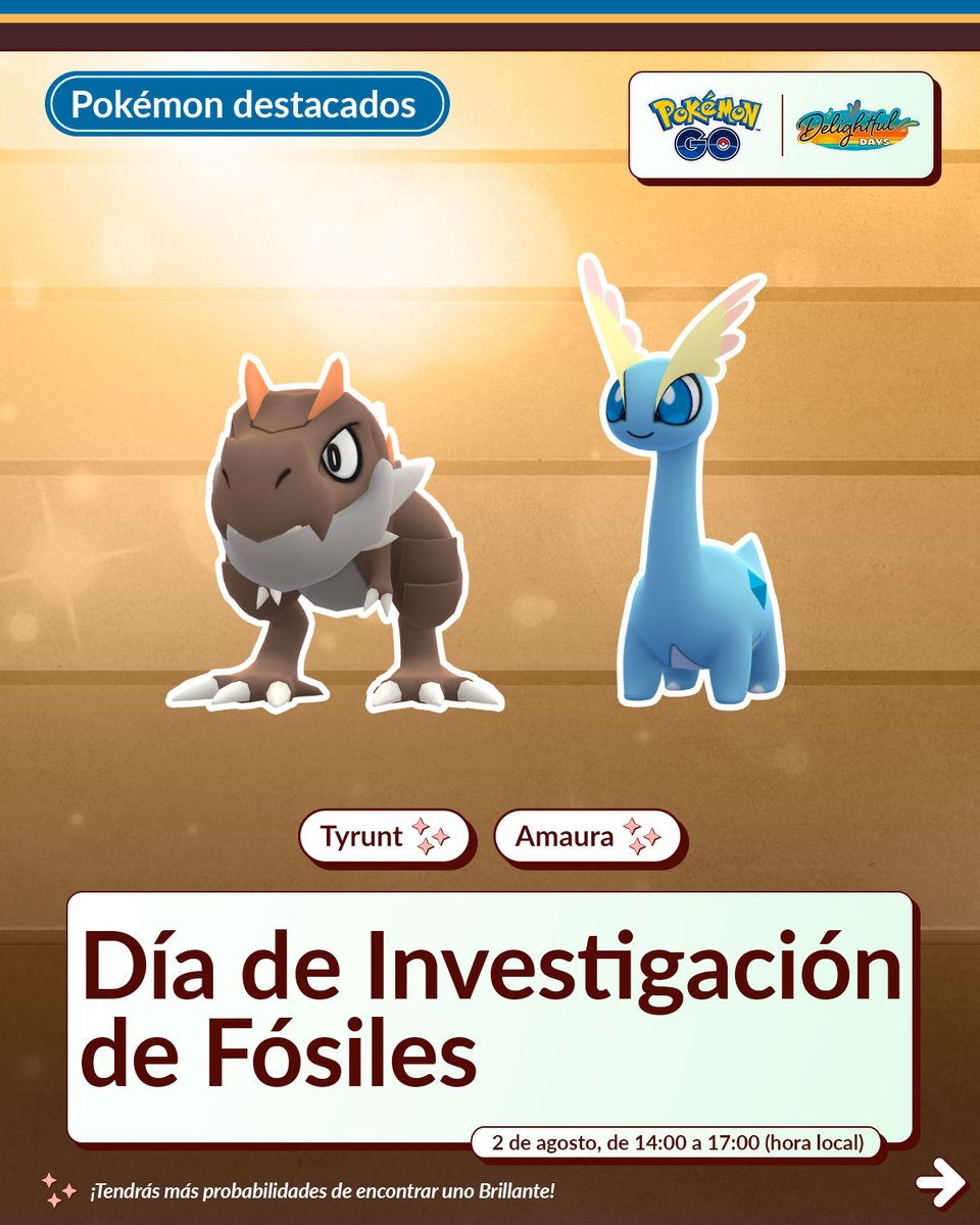 PokemonGoAppLA's tweet image. ¡Es el momento de desenterrar nuevas aventuras!
¡El Día de investigación de fósiles se celebrará el sábado 2 de agosto de 2025, de 14:00 a 17:00 (hora local)! #PokemonGO