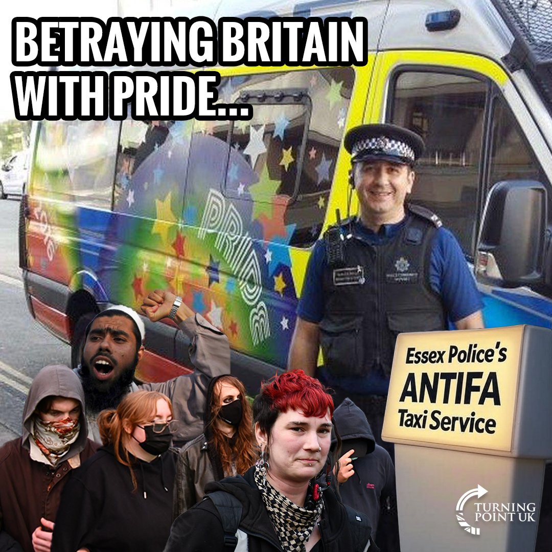 TPointUK's tweet image. Essex Police's ANTIFA Taxi Service.
Betraying Britain with pride...