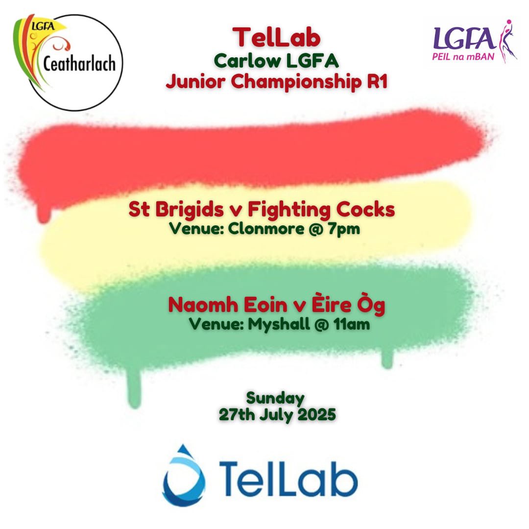 Carlow Ladies Football (@carlowlgfa) on Twitter photo Our upcoming TelLab Adult Championship for 2025 gets underway this week!
Wishing all teams involved a great campaign and the best of luck 👏🏼
<a href="/TELaboratories/">T.E. Laboratories (TelLab)</a> Our upcoming TelLab Adult Championship for 2025 gets underway this week!
Wishing all teams involved a great campaign and the best of luck 👏🏼
<a href="/TELaboratories/">T.E. Laboratories (TelLab)</a>