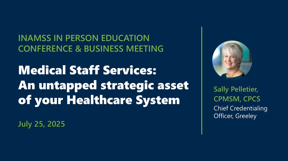 ChartisQuality's tweet image. Hear from Sally Pelletier at #INAMSS this Friday on why medical staff services are an untapped strategic asset. The presentation will highlight how an optimized MSSD drives performance, powers growth, and minimizes risk. Register today: hubs.ly/Q03yDwfx0