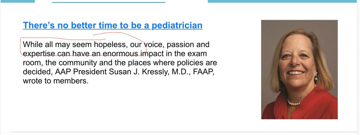 ebennett74's tweet image. “While all may seem hopeless” 🙄
Pretty nakedly partisan, @AmerAcadPeds and @DrSueKressly