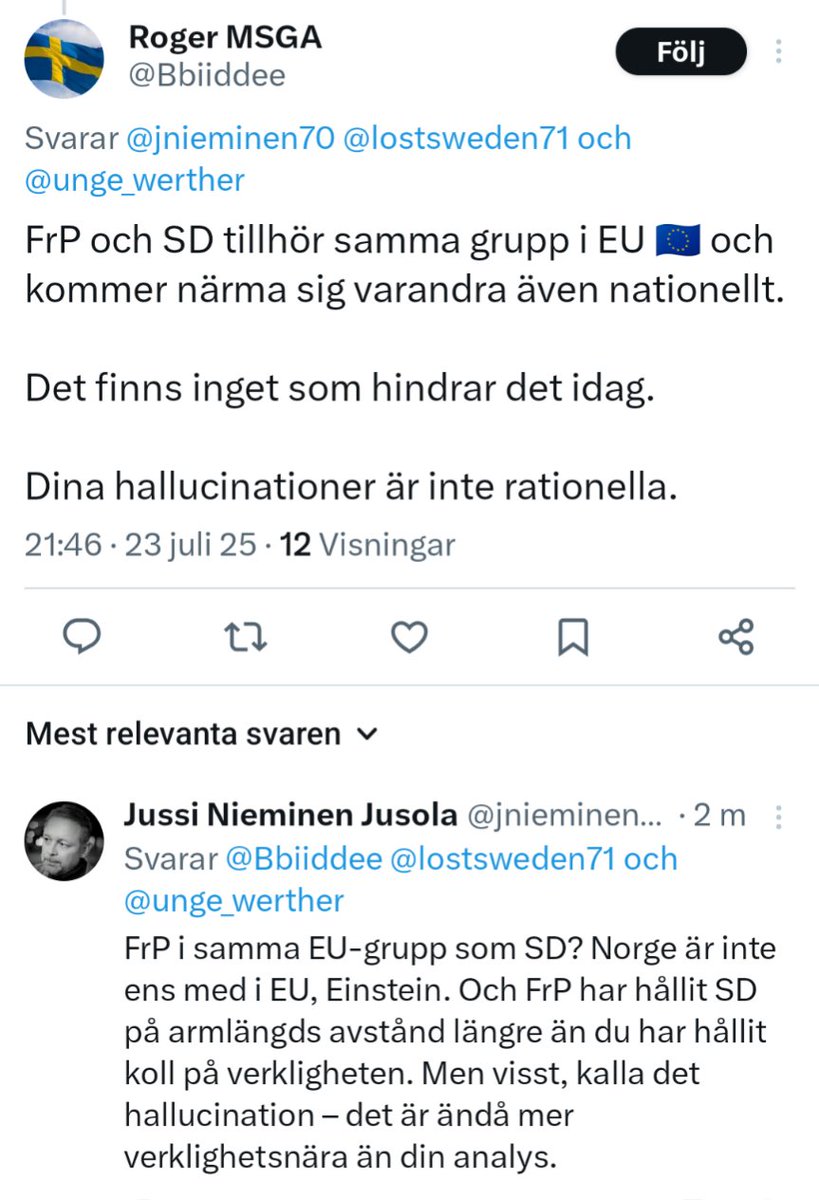 Jag brukar inte kasta ut elakheter som regel. Men det här tar fanimej priset i dumhet när det gäller SD försvar. En snubbe som är in i varannan tråd och är expert- dygn ut och dygn in....logga ut för fan och be någon anhörig som vet mer sköta kontot