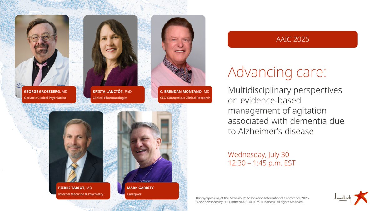 The #AAIC2025 countdown is on. Explore agitation associated with dementia due to Alzheimer’s disease at Lundbeck’s co-sponsored symposium on July 30.