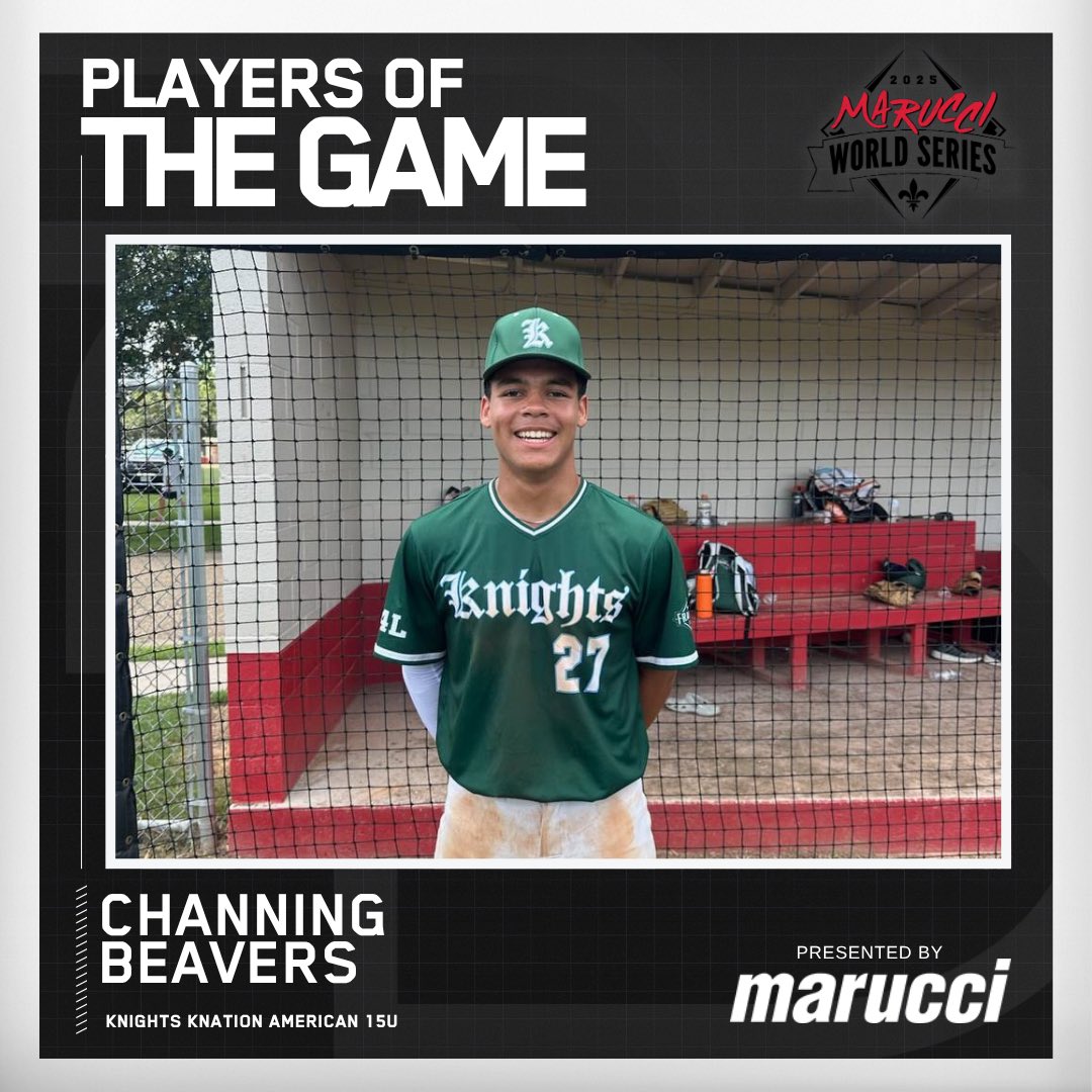 2D Sports Louisiana (@2dsportsla) on Twitter photo ⭐️Player of the Game⭐️
Channing Beavers (<a href="/Channing_b77/">Channing Beavers</a>)
Knights Knation American 15u
#MWS25
@maruccisports ⭐️Player of the Game⭐️
Channing Beavers (<a href="/Channing_b77/">Channing Beavers</a>)
Knights Knation American 15u
#MWS25
@maruccisports
