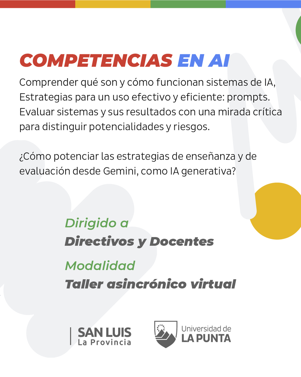🤖📚 La ULP lanza “Competencia IA”, un nuevo curso de Google para docentes y directivos 👩‍🏫 Inscripciones desde el 24/7, comienza el 28 y es asincrónico 💻

📲 Leé la nota completa 👉🏻 ulp.edu.ar
