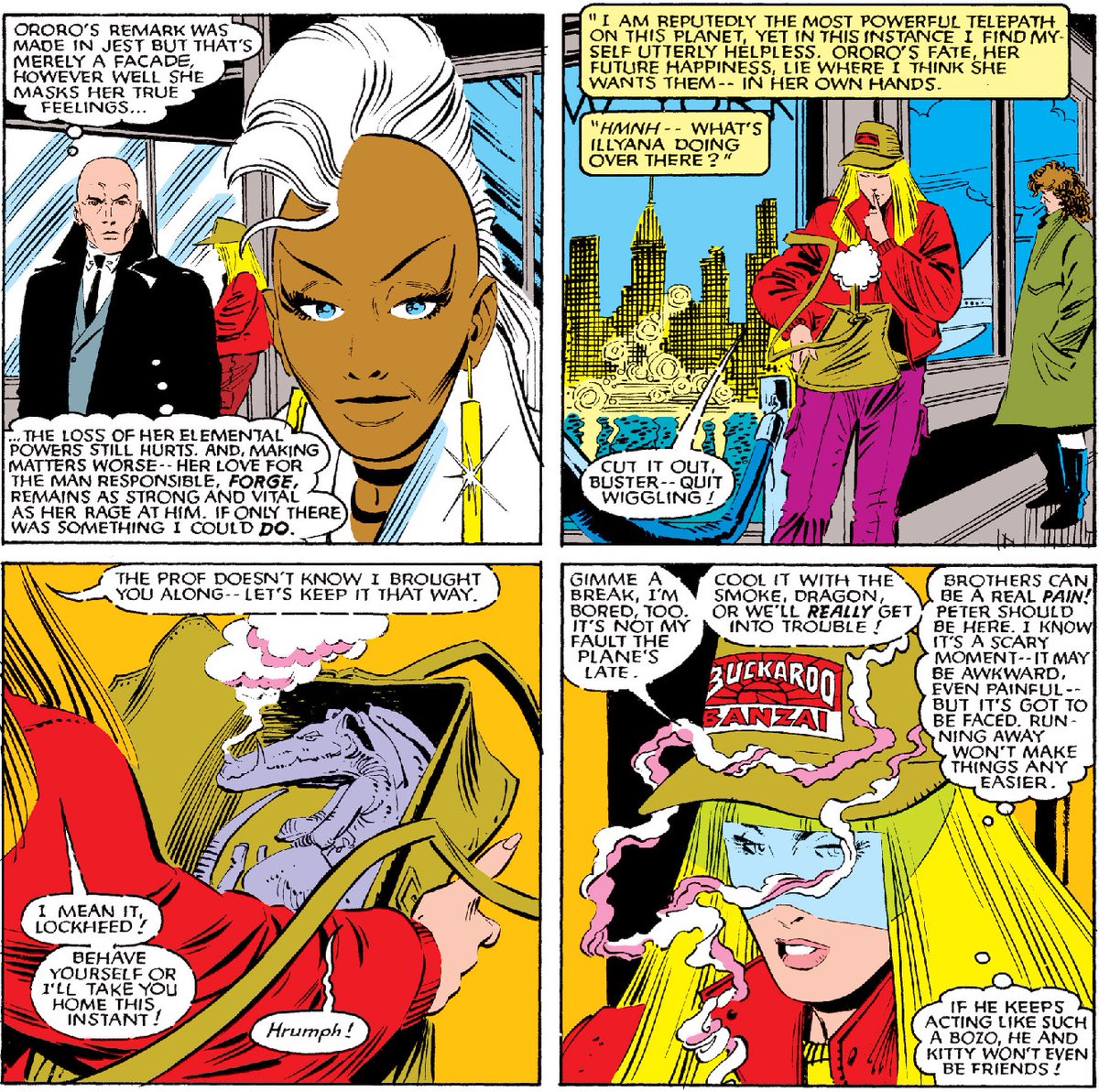 dailylockheed's tweet image. Magik sneaking Lockheed 

Uncanny X-Men 192