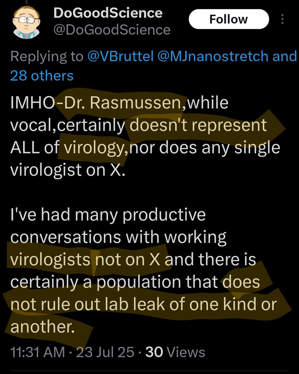 MJnanostretch's tweet image. &One doesn't need to be a working virologist to know a lab leak is highly plausible &that the labs should've been but never were properly investigated. Or to know Dr Rasmussen's public opinions on origin are replete w professional bias &a nasty contempt for even fair criticism.