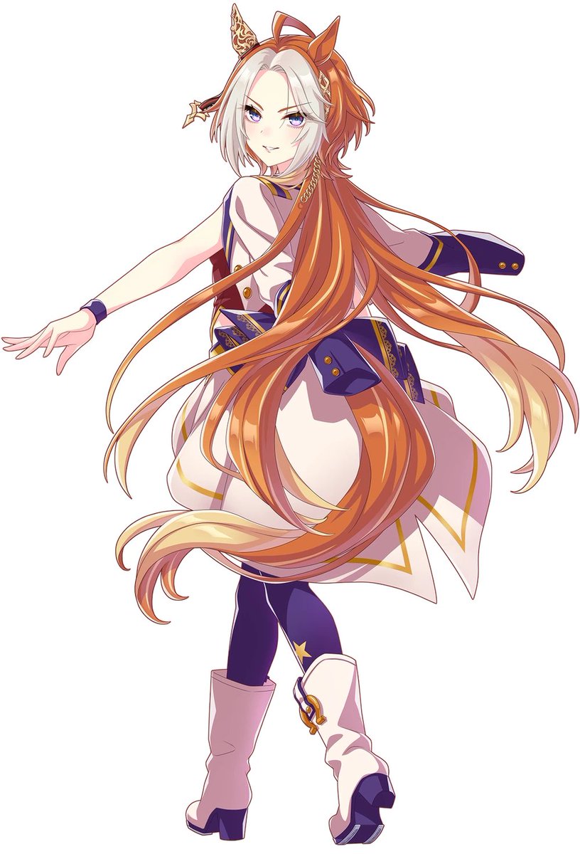 The horse I'm  looking forward to in Umamusume really be Orfevre. MOSTLY BECAUSE I REALLY LOVE HER DESIGN. SO MUCH