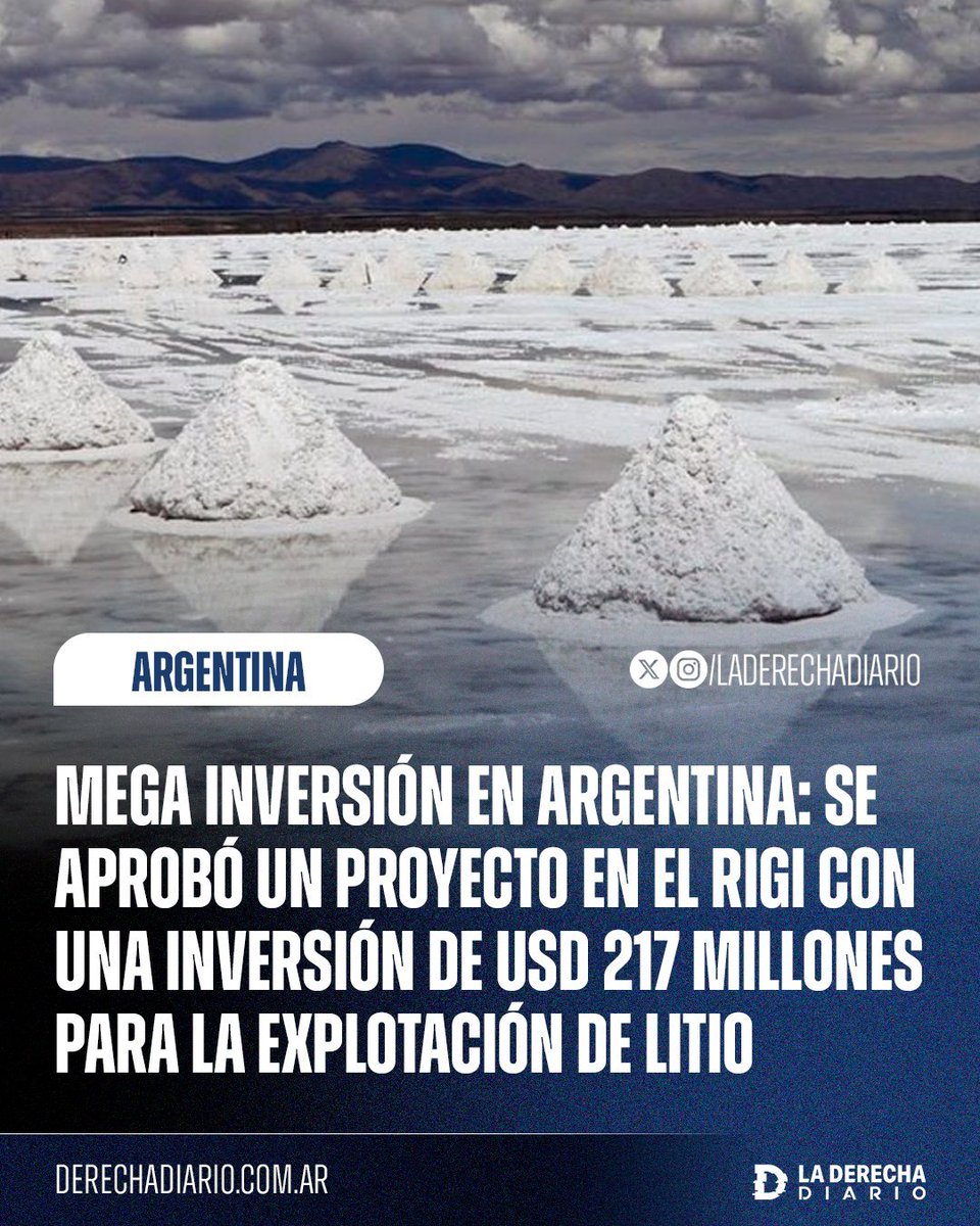 RAMIROMARRA's tweet image. ARGENTINA SERÁ PRÓSPERA 🇦🇷
Hoy se aprobó el proyecto de litio presentado por Galán Litio S.A. e implica una inversión de USD 217 millones y proyecta exportar más de USD 180 millones a partir del 2029.
Con esto, ya son 6 los proyectos aprobados por un total de USD12.800…