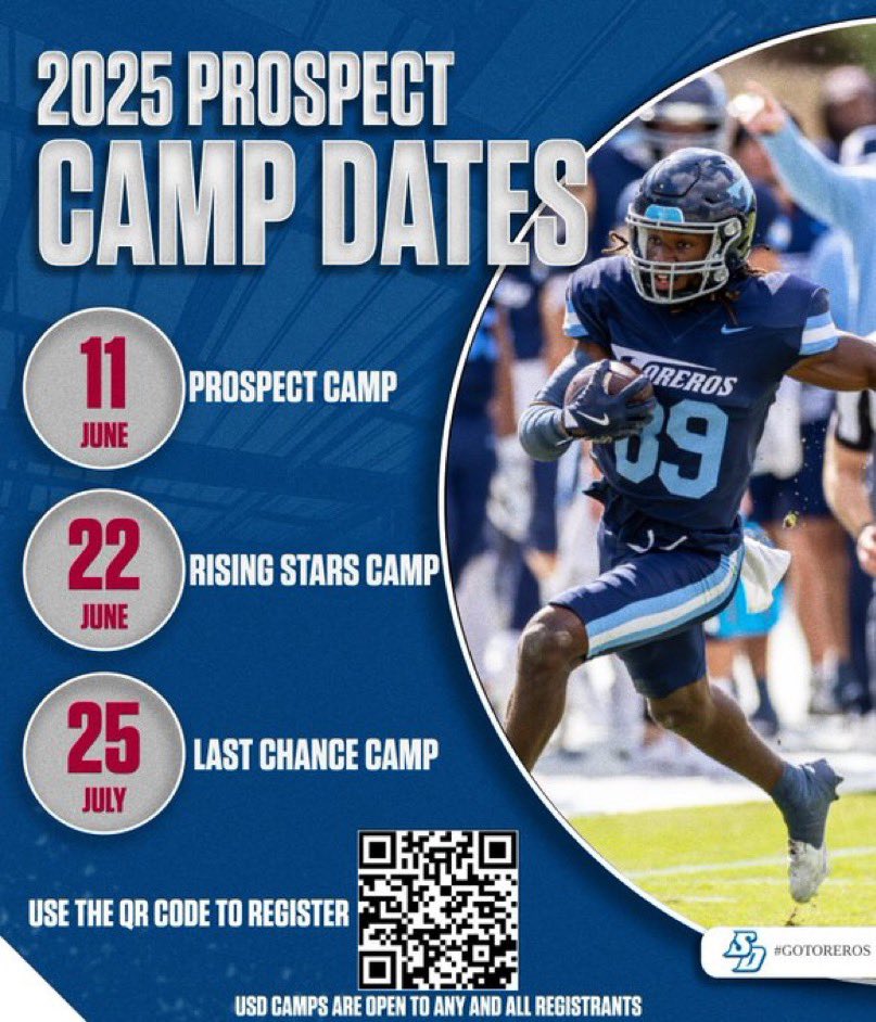 griffin_matzen's tweet image. I can’t wait to compete at the @USDFootball prospect camp on the 25th! Thank you to @CoachDiedrick for the invite!
@AustenJacobs @coachsweetlou @CoachRocket73