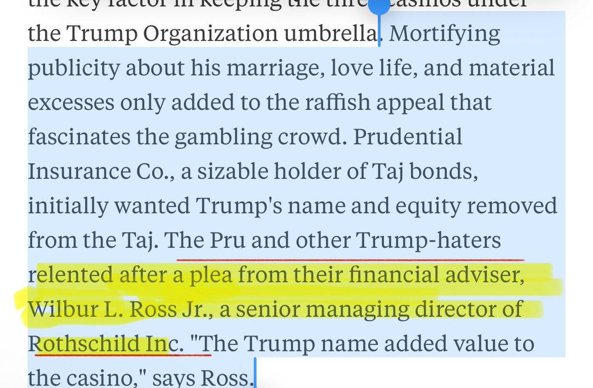 In 1992 when Trump tanked financially it was Rothschild Inc that facilitated his bail out.  Wilbur Ross…

web.archive.org/web/2016062217…