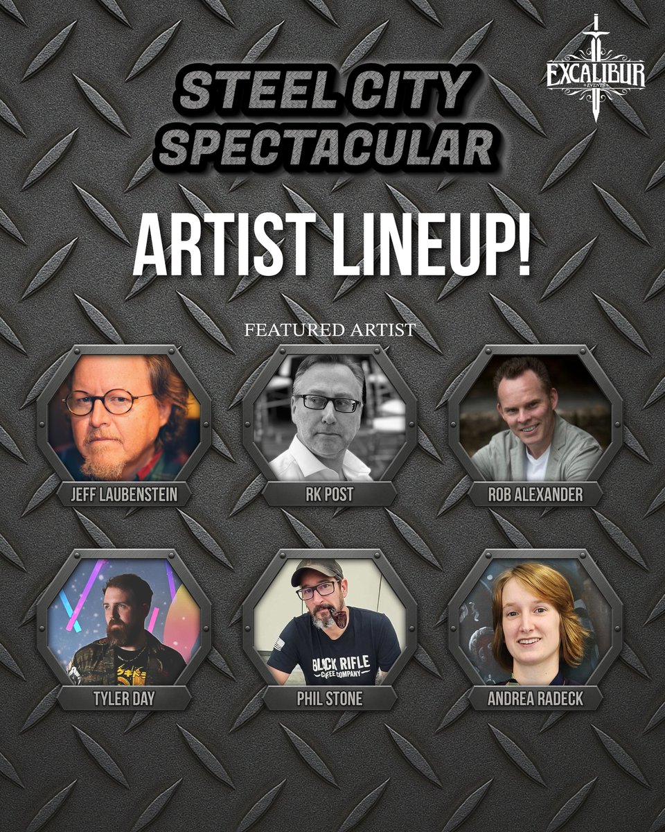 ExcaliburMTG's tweet image. 🎨 Meet the Artists of Steel City Spectacular!
🌟 RK Post – featured artist! 📷
🌟@R_Alexander_Art
🌟 @IllustratorJeff
🌟@rope_arrow
🌟 @ALRadeck
🌟 Phil Stone
Check out their work and grab something amazing August 14-17!
excaliburevents.net/#artists
#SteelCityMTG #MTGArtists