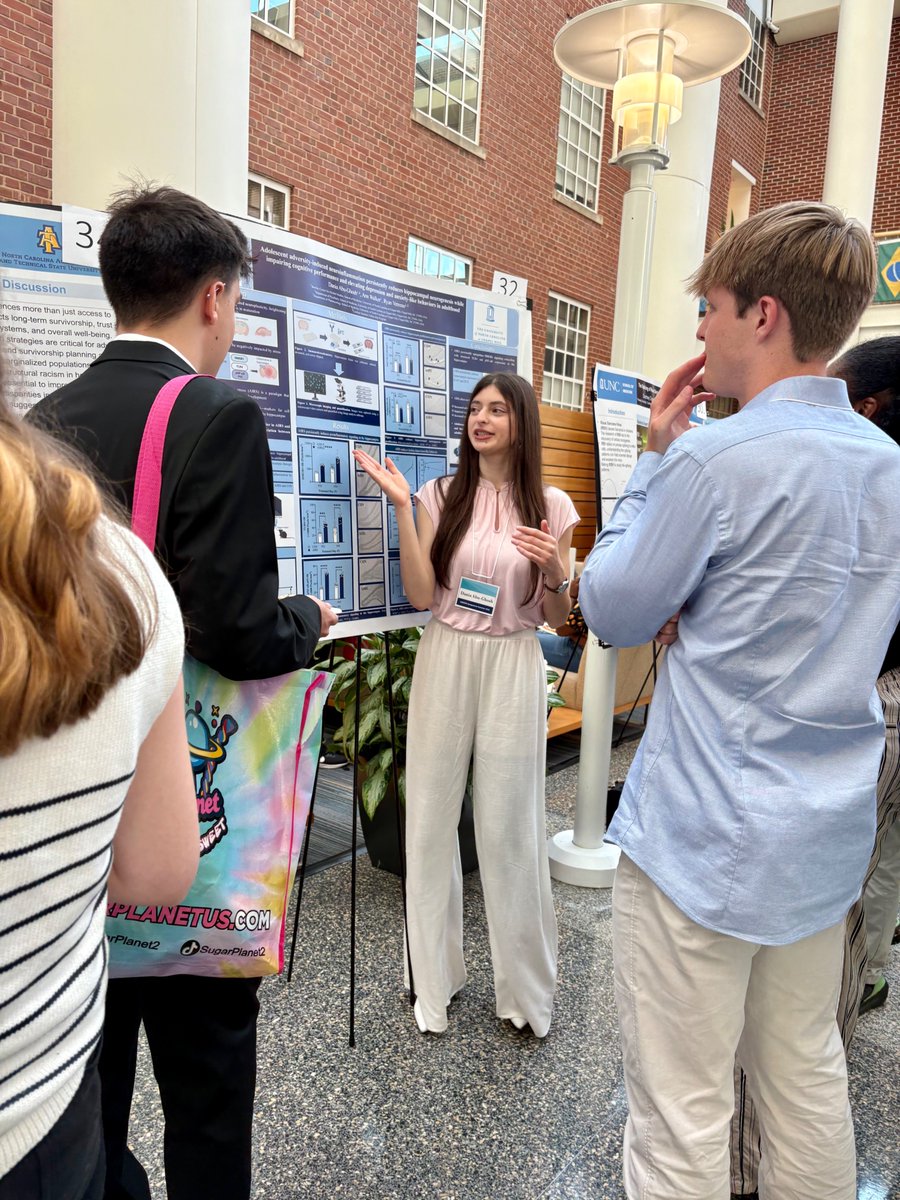 UNC_PHCO's tweet image. 🧩 A big thank you to Carolina Summer Fellow Dania Abu-Ghosh, her work in the Ryan Vetreno lab revealed how adolescent stress causes lasting brain inflammation that affects memory and mood. Vital research for mental health! #CarolinaSummer