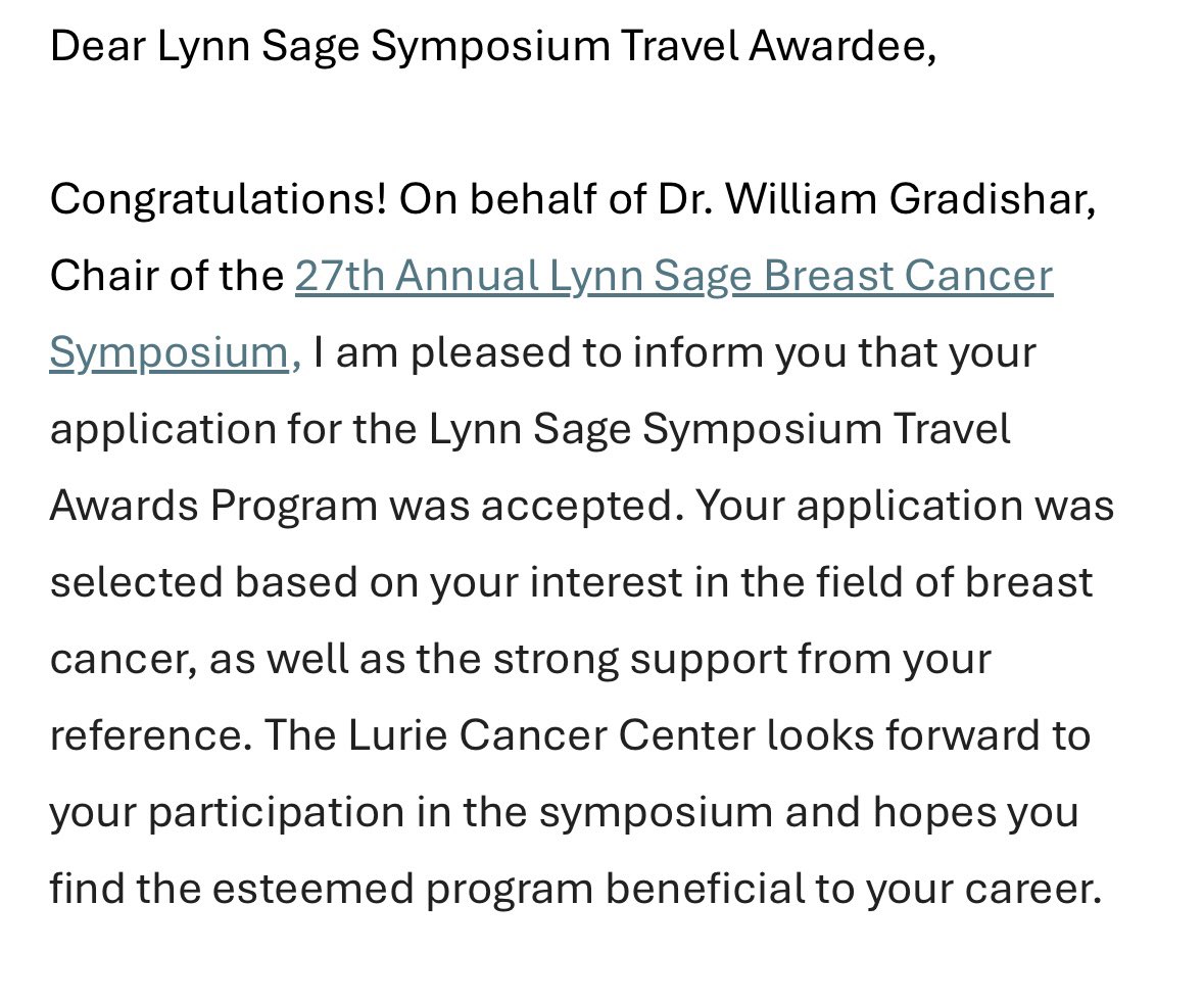 Stephanie A. Haddad, DO (@drsahaddad) on Twitter photo Beyond excited to accept the Lynn Sage Breast Cancer Symposium Travel Award! Looking forward to attending this incredible symposium <a href="/lynnsage/">Lynn Sage Breast Cancer Foundation</a> <a href="/LurieCancer/">Lurie Cancer Center</a> <a href="/LSOM_HemOnc/">UT Health SA Hematology/Oncology Fellowship</a> <a href="/VKaklamani/">VIRGINIA KAKLAMANI</a> <a href="/mayscancer/">Mays Cancer Center at UT Health San Antonio</a> <a href="/UTHSAResearch/">UT Health San Antonio Research</a> <a href="/HemOncFellows/">Hem-Onc Fellows Network</a> <a href="/hemeoncfellow/">H.O.M.E</a> <a href="/oncodaily/">OncoDaily</a> Beyond excited to accept the Lynn Sage Breast Cancer Symposium Travel Award! Looking forward to attending this incredible symposium <a href="/lynnsage/">Lynn Sage Breast Cancer Foundation</a> <a href="/LurieCancer/">Lurie Cancer Center</a> <a href="/LSOM_HemOnc/">UT Health SA Hematology/Oncology Fellowship</a> <a href="/VKaklamani/">VIRGINIA KAKLAMANI</a> <a href="/mayscancer/">Mays Cancer Center at UT Health San Antonio</a> <a href="/UTHSAResearch/">UT Health San Antonio Research</a> <a href="/HemOncFellows/">Hem-Onc Fellows Network</a> <a href="/hemeoncfellow/">H.O.M.E</a> <a href="/oncodaily/">OncoDaily</a>