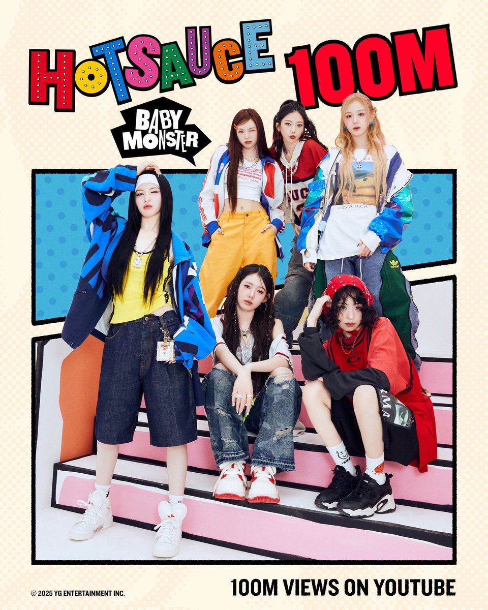 YGFacts_sprt's tweet image. BABYMONSTER 'HOT SAUCE' Music Video hits 100M views on YouTube!
'HOT SAUCE' M/V is now the most viewed music video among YG comebacks in 2025 🎉
Congratulations, BABYMONSTER and MONSTIEZ!
#BABYMONSTER #베이비몬스터 @YGBABYMONSTER_