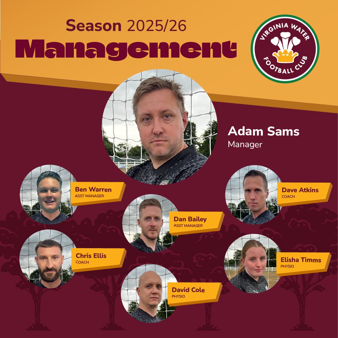 Meet our Management Team for the new season! 🤝

With Adam Sams at the helm, the Waters are supported by a strong, experienced team as we look ahead to the 2025/26 season. ⚽️💪

#UpTheWaters! #VWFC #Grassroots #NonLeagueFootball